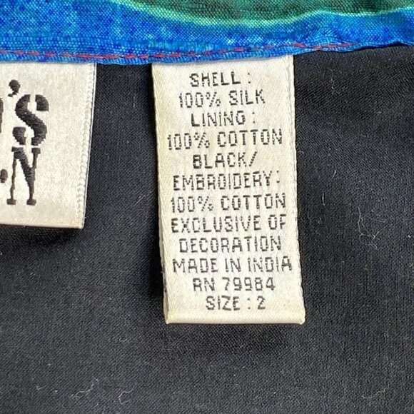 VTG Chico’s Jacket Womens 2 US L 12 Chinook Southwestern Aztec Beaded‎ Silk - Picture 7 of 16